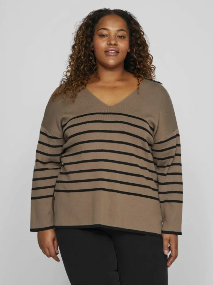 VILA Knitwear^CURVE - V-NECK PULLOVER
