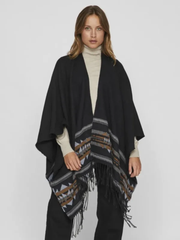 VILA Jackets & Coats^PATTERNED FRINGE PONCHO
