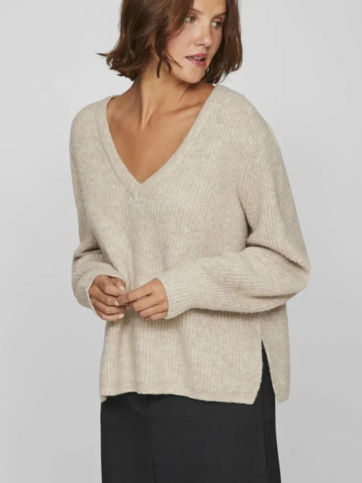 VILA Knitwear^V-NECK KNITTED PULLOVER